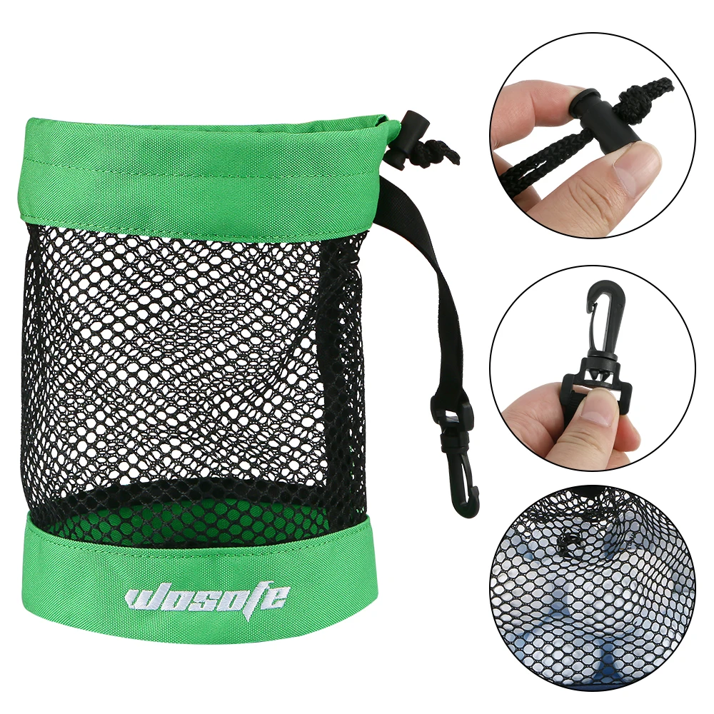 1pc Golf Ball Bag, Mesh Nylon Storage Ball Bag,Drawstring Holder, with Hanging Plastic Clip,Convenient To Hang On Golf Bag