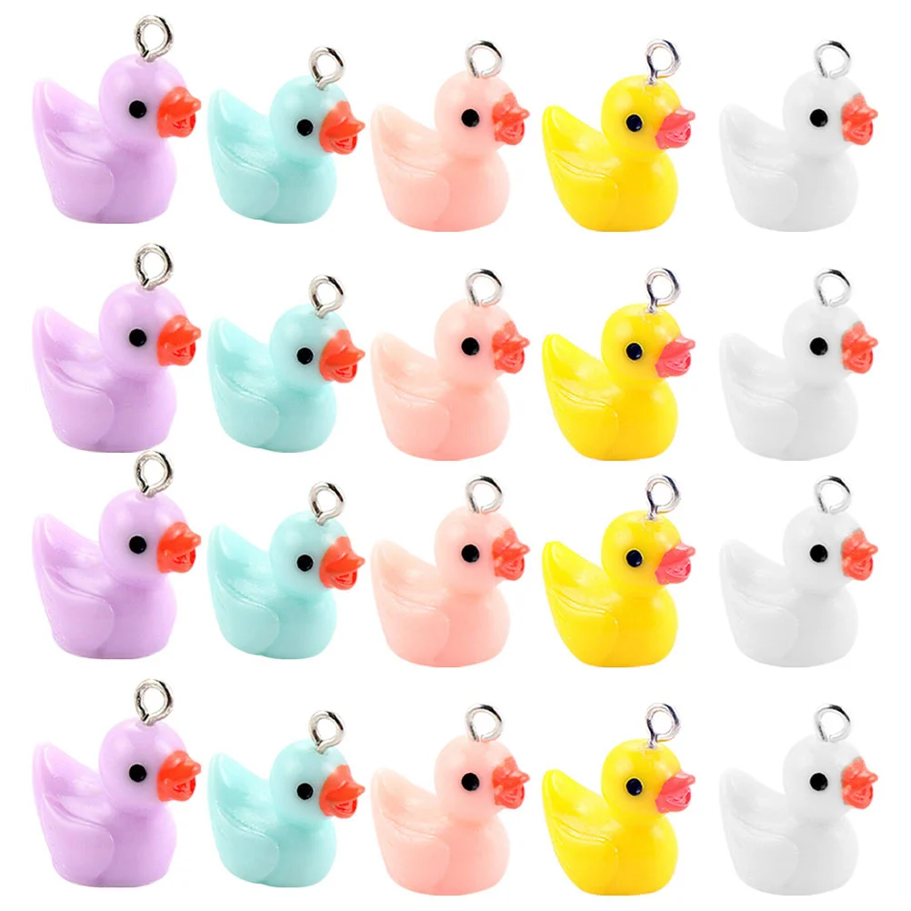 DIY Accessories Cute Duck Resin Hanging Ornaments Mixed Color 30 Piece Set Crafts Charms Jewlery