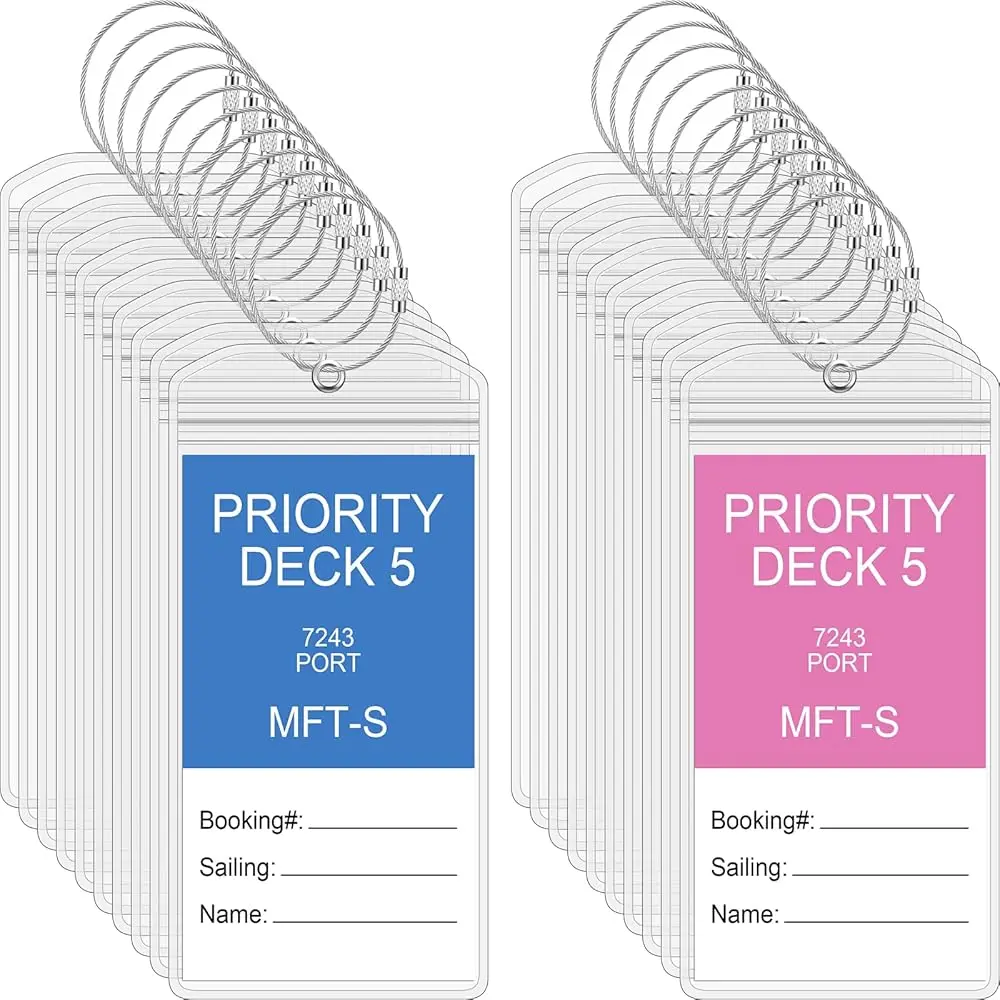 

20 комплектов прозрачных бирок для багажа с петлями для круизов и карнавалов, водонепроницаемые ПВХ-бирки для путешествий