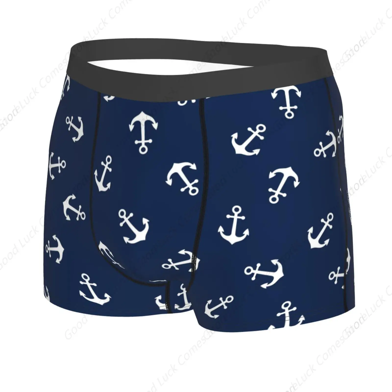 Mens Boxer Briefs Breathable,Soft Lightweight Stretch Nautical Themed Simple Anchors Boxer Briefs Underwear For Men S