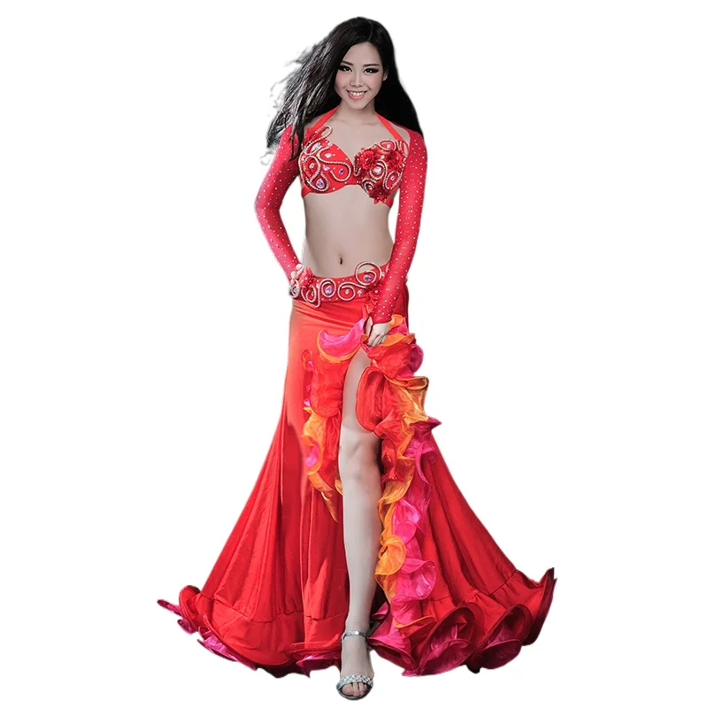 2024 Woman Belly Dance Costume Suit Adult High-end Sexy Hip Big Dress Performance Costume 8053