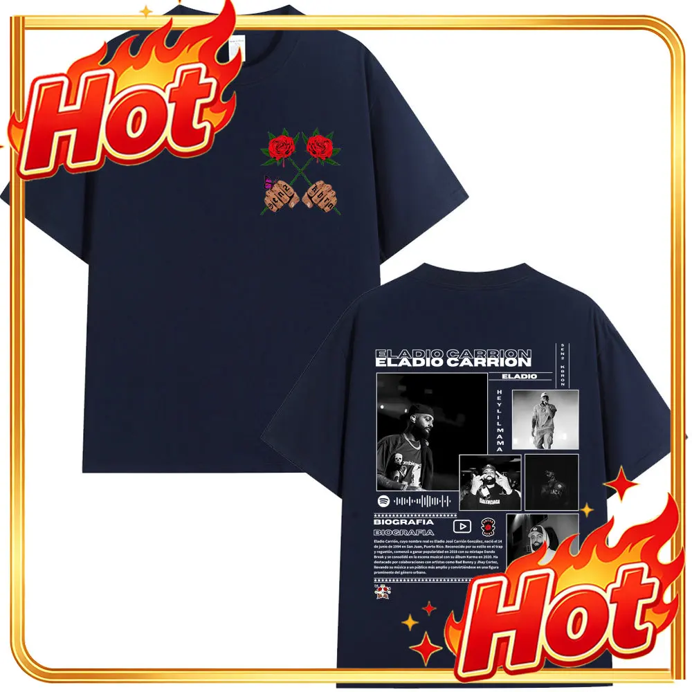 Rapper Eladio Carrion Graphic T-shirt Harajuku Fashion Hip Hop Short Sleeve Women Men Popular Oversized Cotton Y2k T Shirts Male