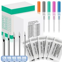 100/50/5 Uds agujas de perforación desechables esterilizadas cuerpo agujas de perforación de acero quirúrgico para oreja nariz ombligo pezón herramientas de perforación