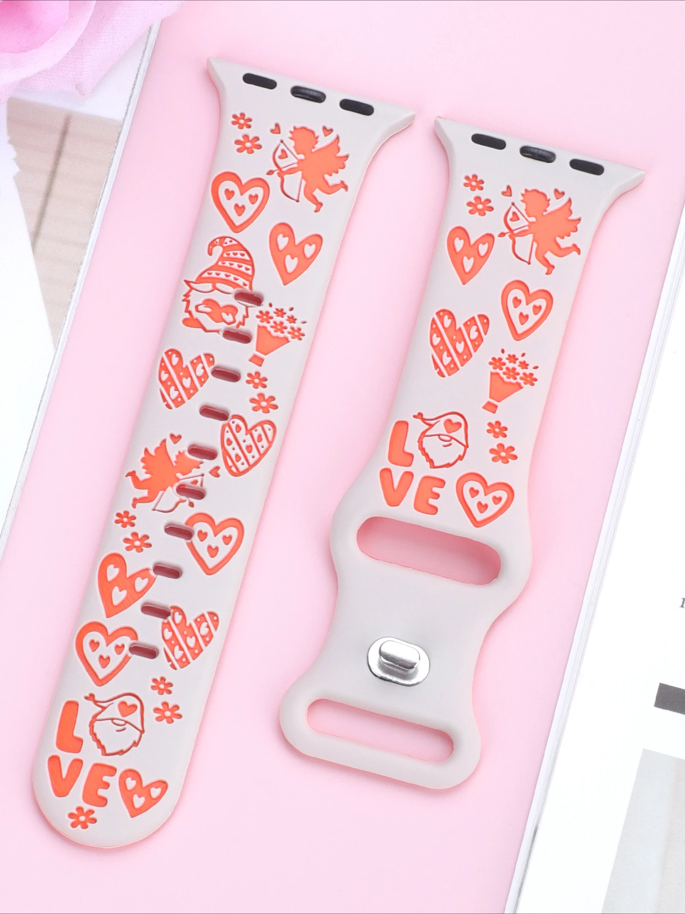 Soft watch band for Apple Watch 40/41/42/44/45/46/49mm,Women's Heart Angel Comfortable Silicone Strap, for Series 11 10 987 654 - view 3