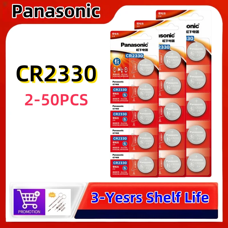 

2-50PCS Original Panasonic CR2330 3V Lithium Battery ECR2330 Button Coin Cell Battery for LED Light Car Remote Watch Battery