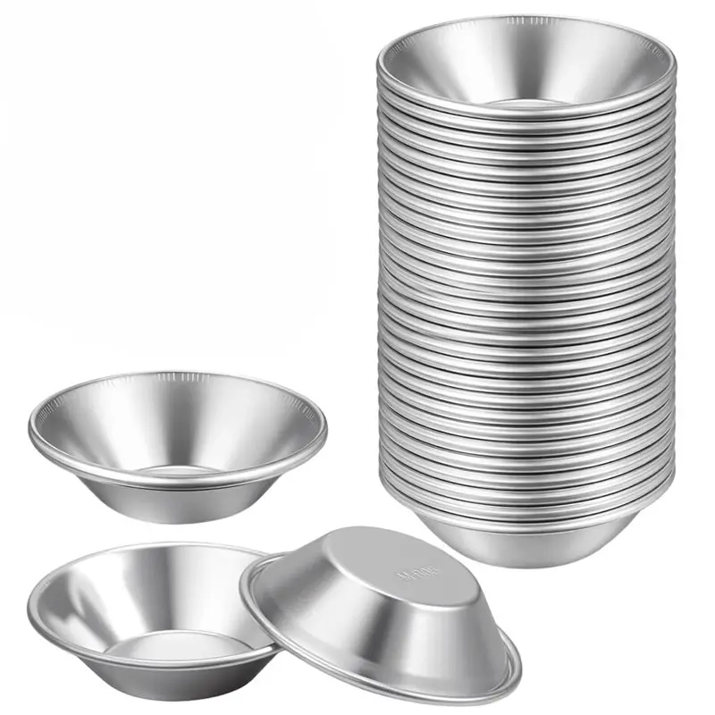 

ABZV-Baking Cups Aluminum 50-Pack Egg Tart Mold Mini Pie Muffin Cupcake Pans Non-Stick For Pies Cakes