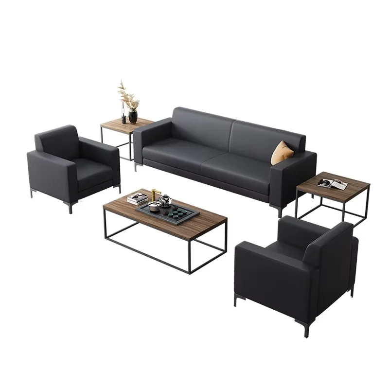 Modern Three Seater Office Sofa and Coffee Table Suitable for Small Business Reception Areas Set of Office Sofas
