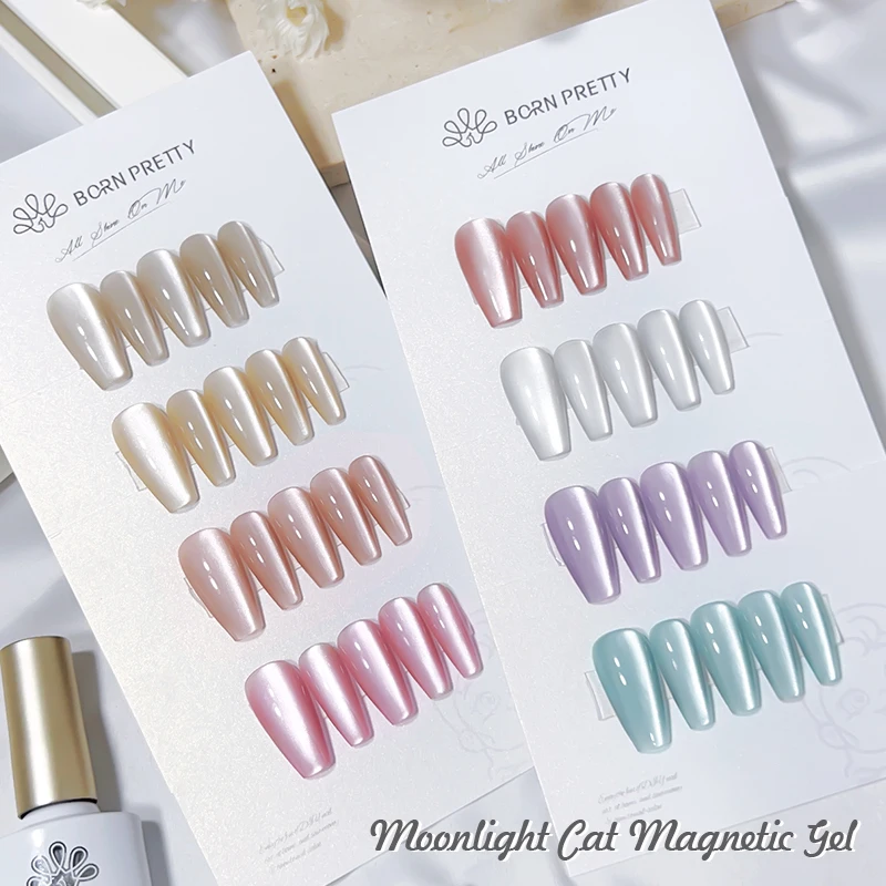 Geboren Mooie 10Ml Dubbel Licht Maanlicht Kat Magnetische Gel Nagellak Set Wit Zilver Licht Nagels Doorweken Uv Led Uv Gel Kit