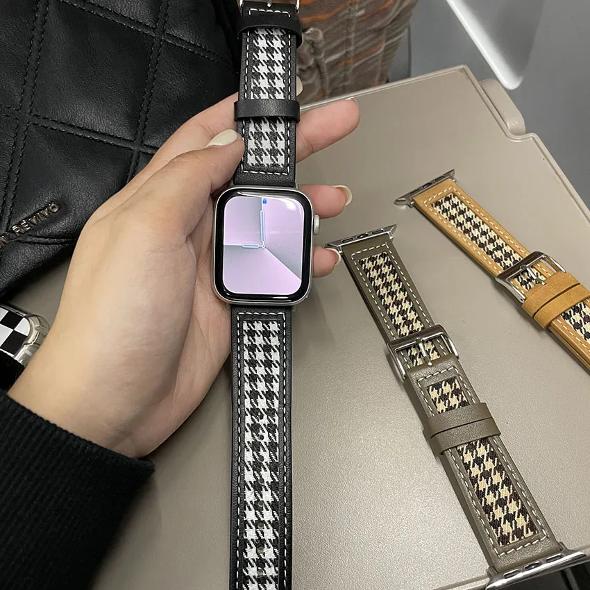 

Кожаный ремешок для Apple Watch Band 45 мм 41 мм 44 мм 40 мм 42 мм 38 мм, браслет для iWatch series Ultra 8 7 6 5 4 3 SE band