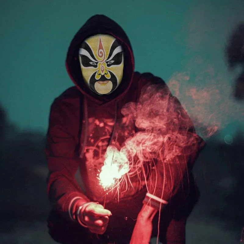 بلوتوث APP التحكم الذكية كرنفال Led أقنعة الوجه عرض Led تضيء قناع للبرمجة تغيير الوجه DIY صور لجميع القديسين