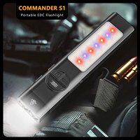 Commander S1 Portable EDC Flashlight With Pen Clip 8 Modes Rechargeable torch 395nm UV Light Waterproof Outdoor Emergency Lamp