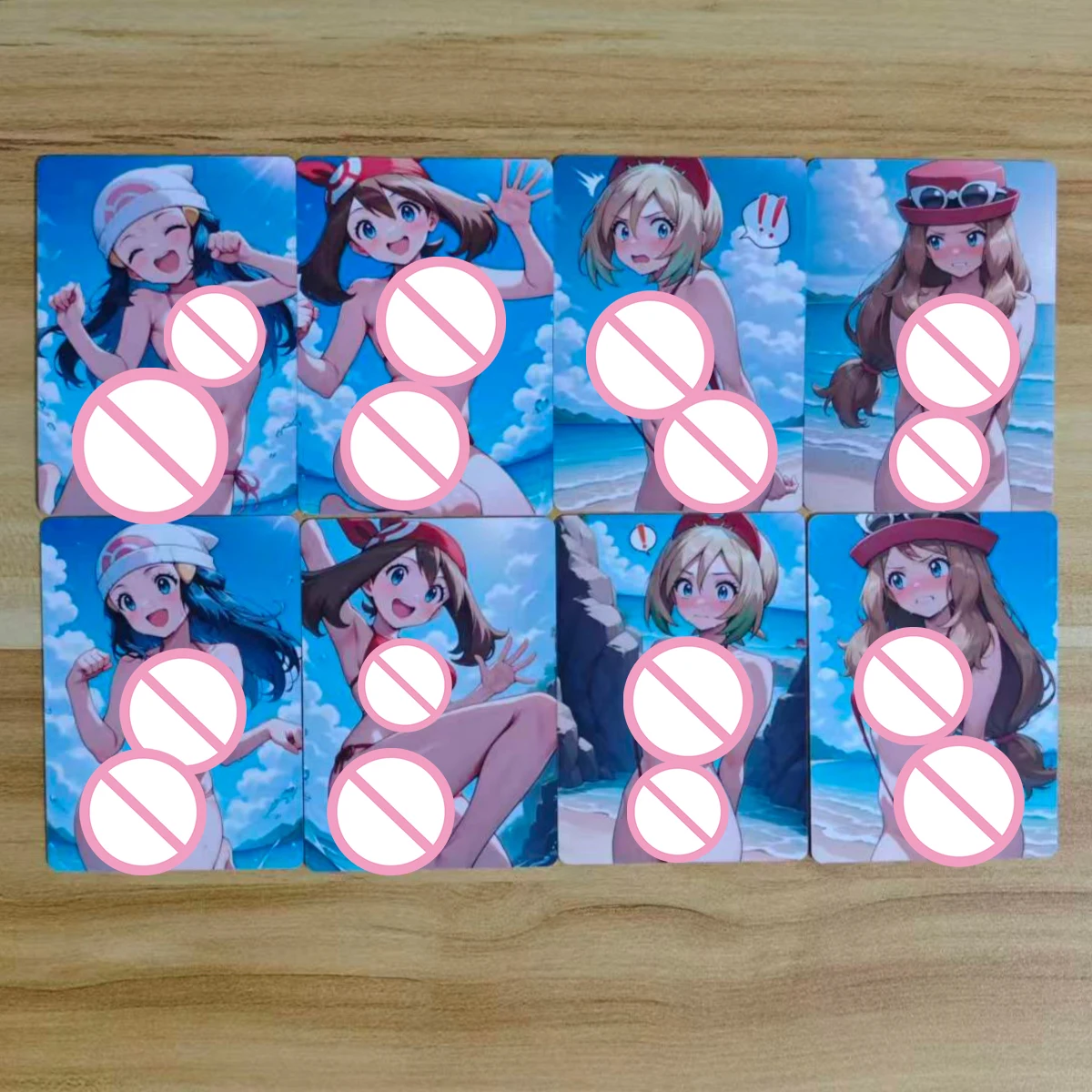 8-teiliges Set Trainer-Karten Schöne Mädchen Pocket Monster Bikini Misty Dawn May Irida Serena DIY PTCG Animation Sammelkarten