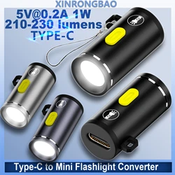 Portable Camping Mini Flashlight Type-c Handheld High Lumens Flashlights With Lanyard Outdoor Camping Emergency Light 5V 0.2A 1W