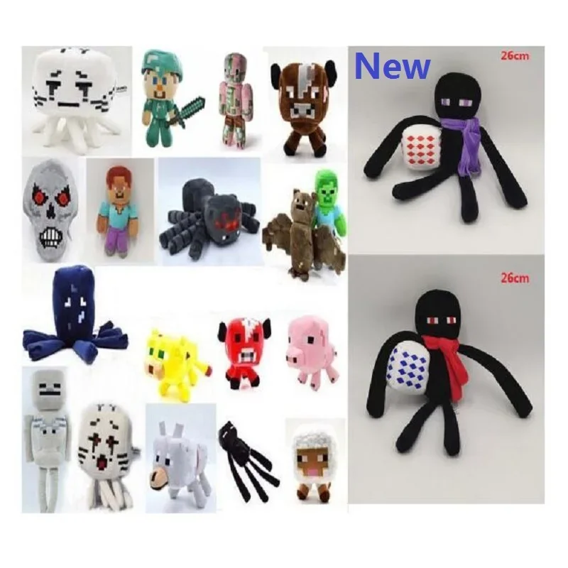 NEW Minecrafte Creeper Stuffed Plush Toy Doll Zombie Bat Squid Mooshroom Enderman Ocelot Steve Baby Sheep Kid Birthday Gift Toy