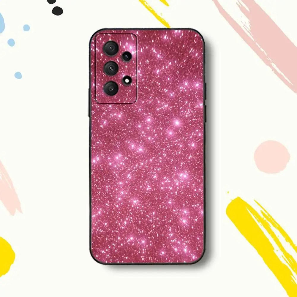 Casing Ponsel P-print Pink G-glitters untuk Samsung Galaxy A 80,72,73,91,53,22,51,52,5G,Plus,J,Note Sampul Hitam Lembut