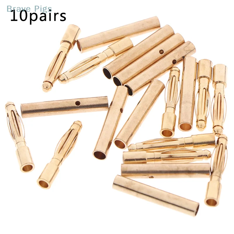20Pcs 2mm Gold Bullet Connector Banana Plugs Male &Female For RC Car Battery