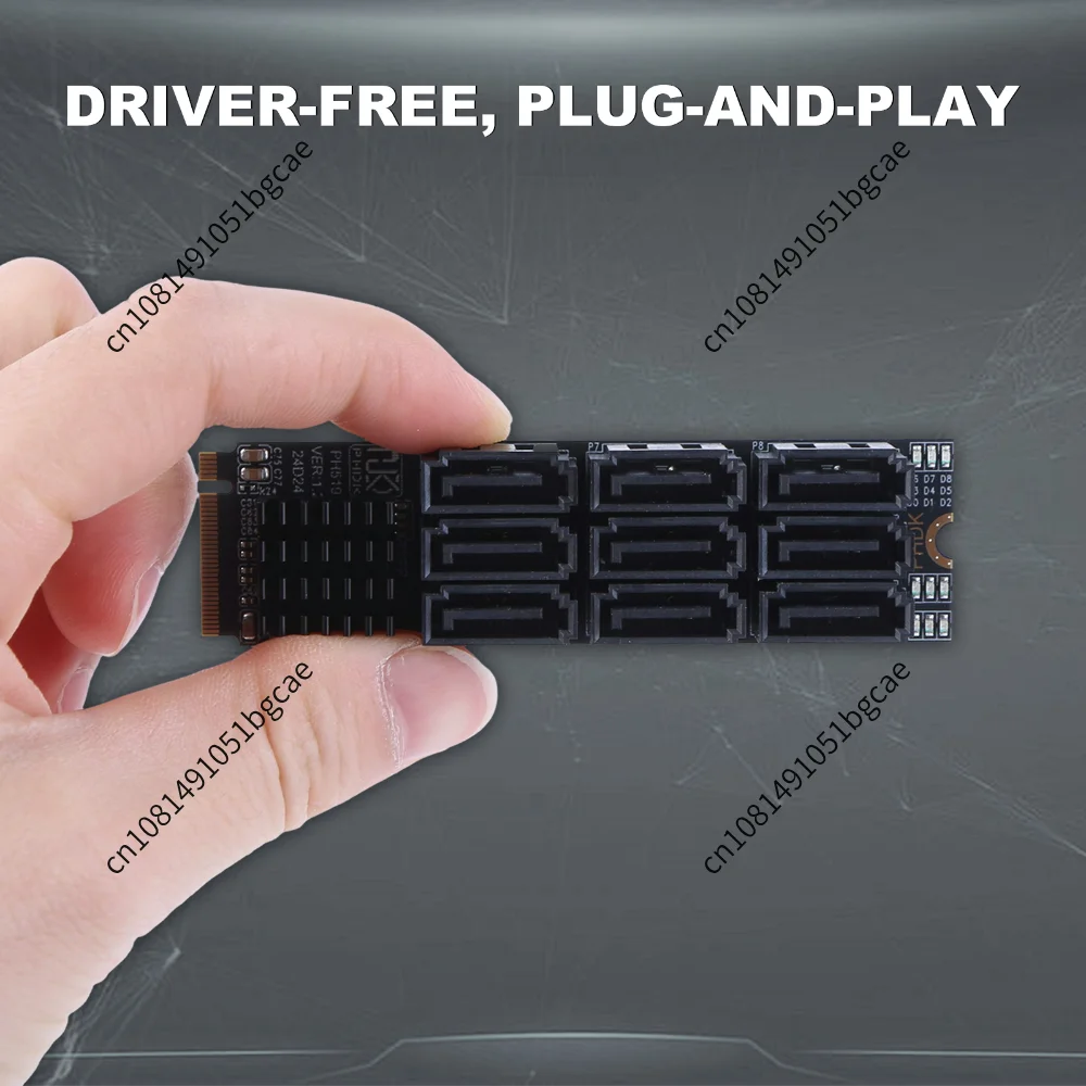 M.2 NVMe To SATA 3.0 Expansion Card 9 Port 6Gbps SSD Adapter M-Key PCIe To SATA Controller For NAS HDD Hard Drive Storage