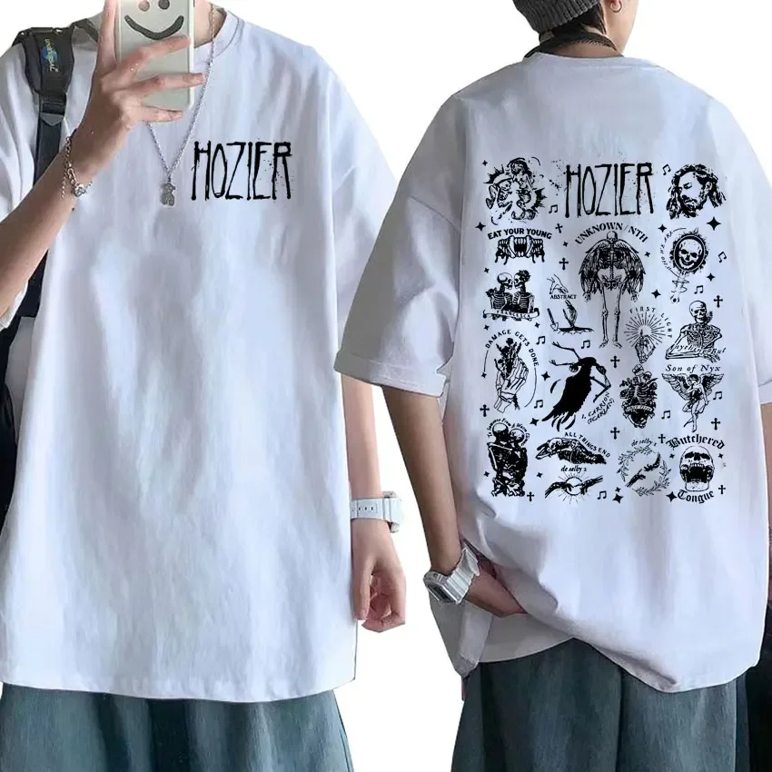 Rapper Unreal Unearth Hozier 2024 Tour Concer T Shirts Man Woman Hip Hop Retro Fashion T-shirt Tops 100% Cotton Oversized Tshirt