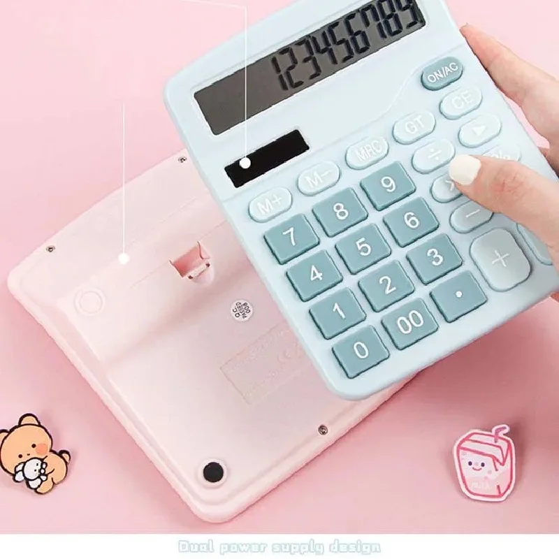 2 Power Solar Powered Calculator Promotional Office Special Cheap Student Large Electronic 12 Digit Dual Power Dual Calculator