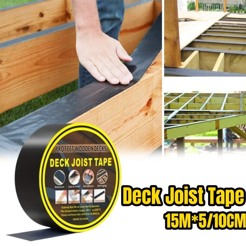 

5/10/15CM Deck Joist Tape Waterproof, Anti-corrosion and Antioxidant Butyl Glue High Temperature Resistant Protective Black Tape