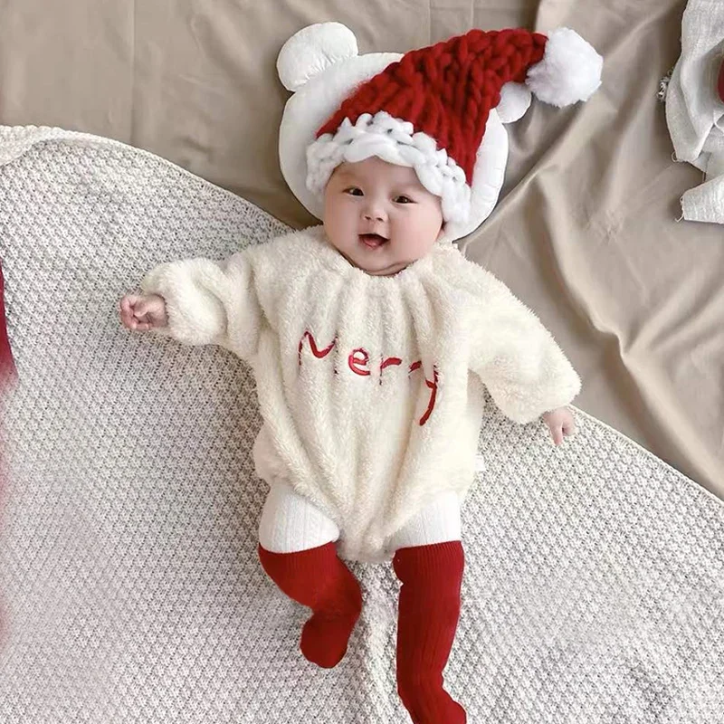 Baby body clothes in autumn and winter with plush jumpsuits cute and cute full of foreign charm Baby photography clothes