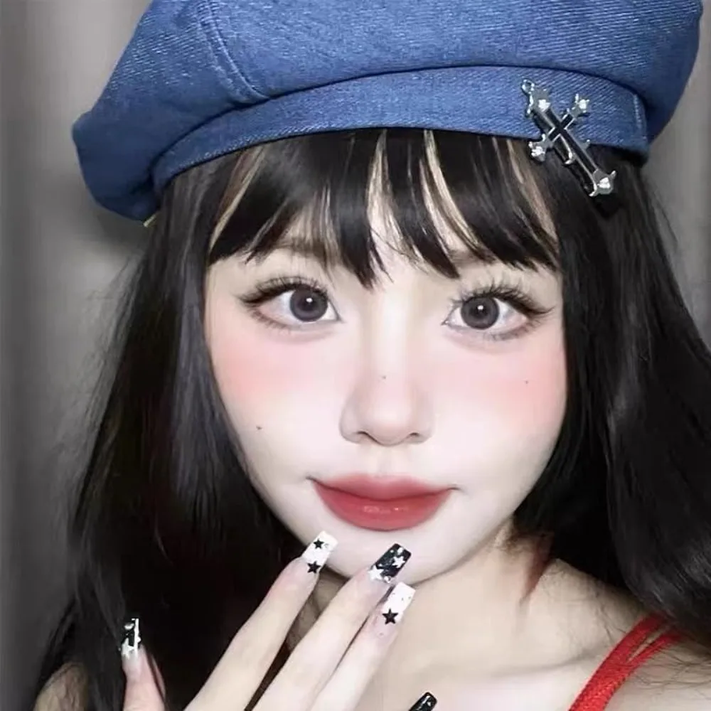 크로스 헤어 클립 할로윈 고스 헤어 액세서리 여성 소녀용 메탈 Y2K 고딕 크로스 바렛 헤어핀 앨리게이터 클립 세트