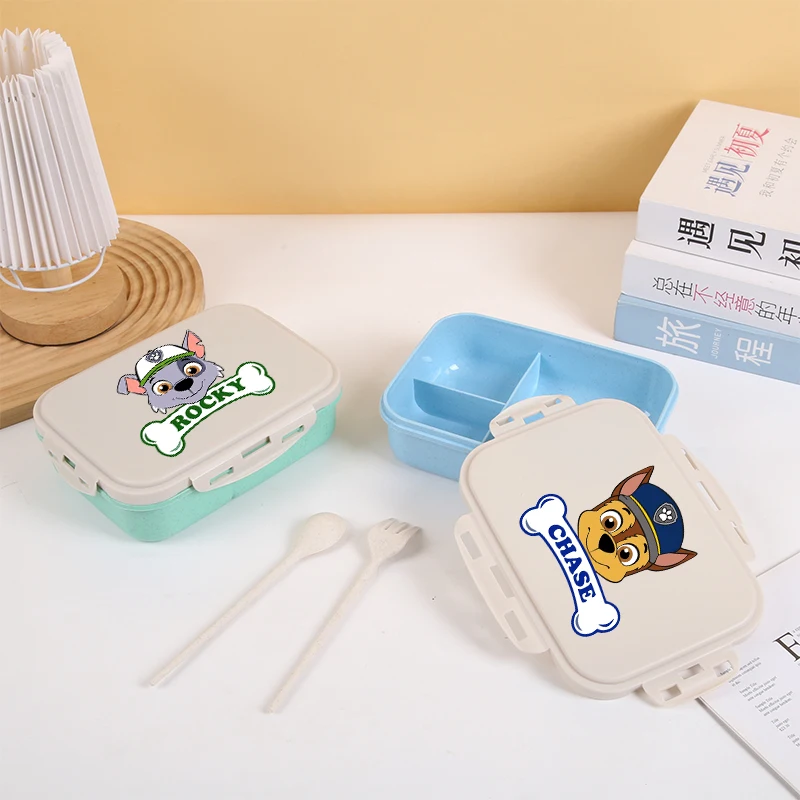 Paw Patrol Tragbare, versiegelte Lunchbox, mikrowellengeeignet, zum Erwärmen, für Schüler, Büroangestellte, Obst- und Lebensmittelbehälter mit Gabeln und Löffeln