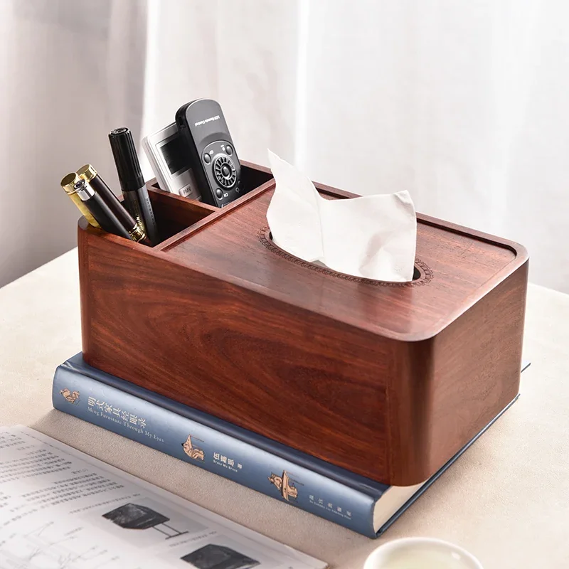 

Paper Towel Box, Chinese Style Solid Wood Storage Box, Paper Drawer, Living Room Desktop, Simple and Creative