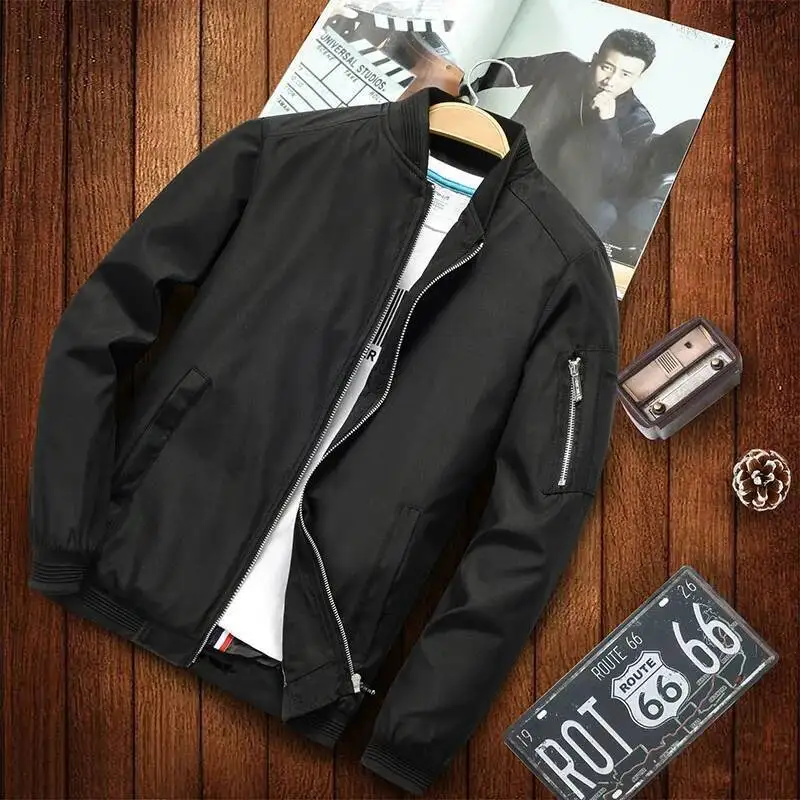 

Spring Autumn Men Jacket Pockets Casual Jackets Outdoor Stand Collar Zipper Bomber Overcoat Plus Size New Moto Biker Outwear Man