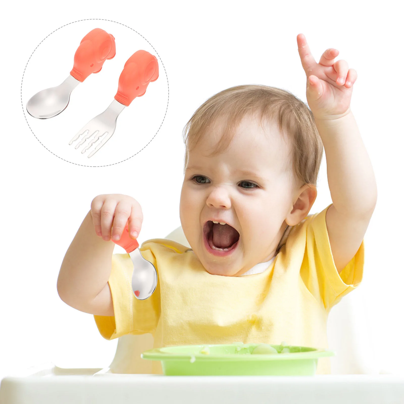 

1Set Baby Tableware Set Safe PP Material Feeding Spoon Fork Storage Box Toddler Utensils Training Tableware for Baby Infant