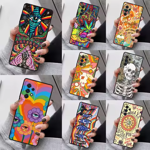 Hippie Art Phone Case For Samsung Galaxy S23 S21 S20 FE S24 S22 Ultra Note20 S10 S9 S8 Plus A40 A52 A12 A13 A53