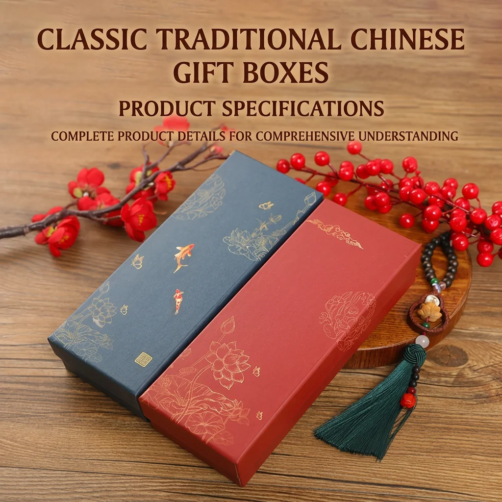 

Lotus Pattern Box Thickened Retro Chinese Box Thickened Kraft Paper Case Hairpins Wooden Combs Jewelry Organizer Mother'S Day