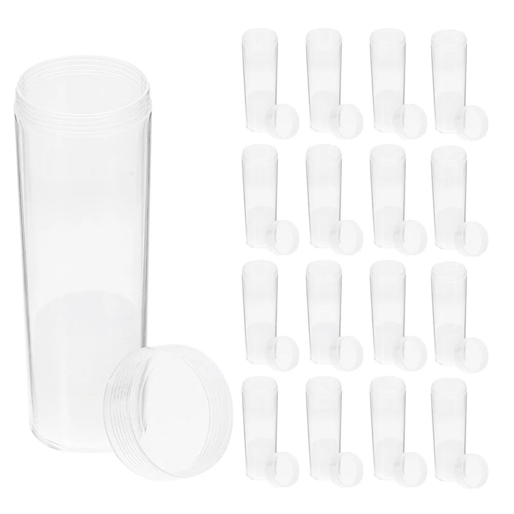 

20 Pcs Coin Storage Box Cases for Collectors Collection Holder Protective Clear Tubes Sponge Collecting