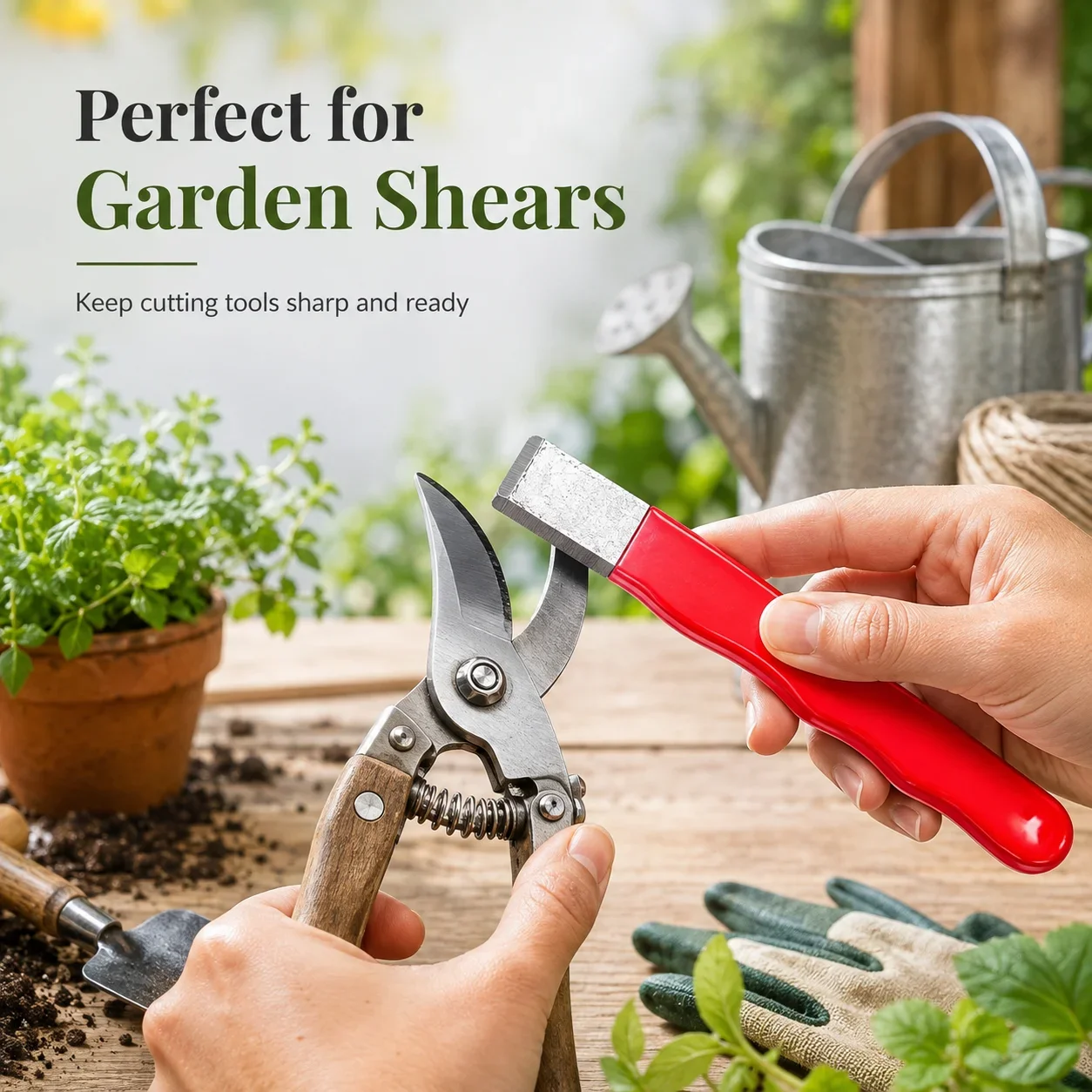 Scissor Sharpener Tool, Handheld Sharpening Stone with Ergonomic Handle for Home and Garden