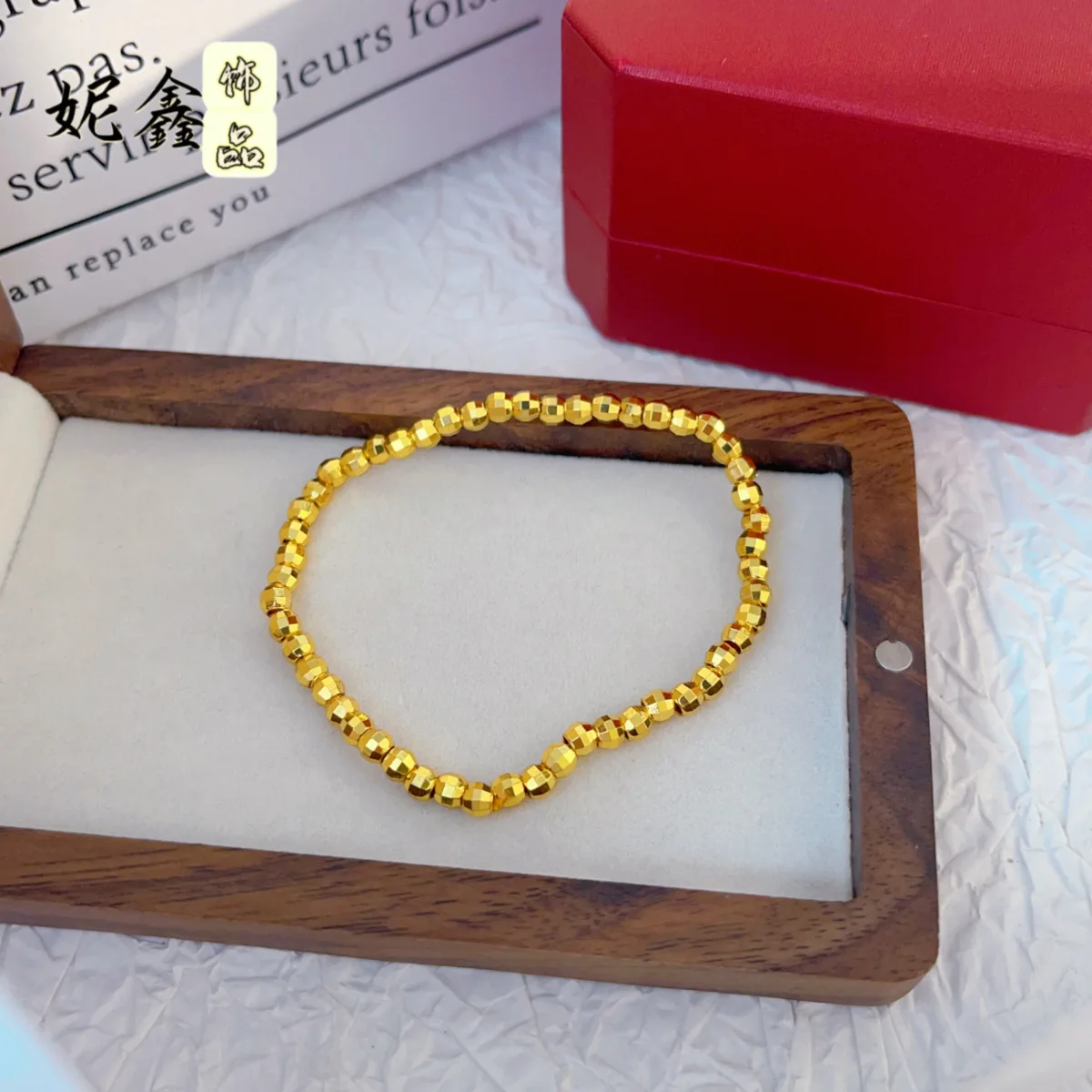 Sparkling Disco Bracelet Women's 24K Gold AU999 - Gold sparkling disco bracelet, classic and valuable, eye-catching for parties