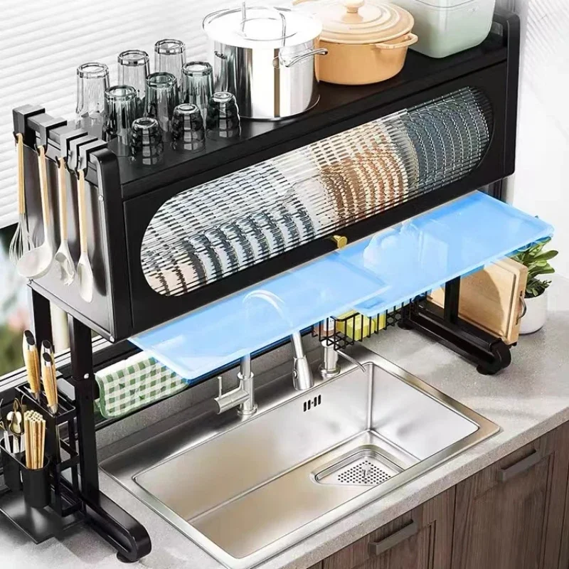 Over Sink Dish Drying Rack 3 Tier Large Metal Dish Rack Over Counter Dish Rack for Kitchen Sink Shelf Multifunctional