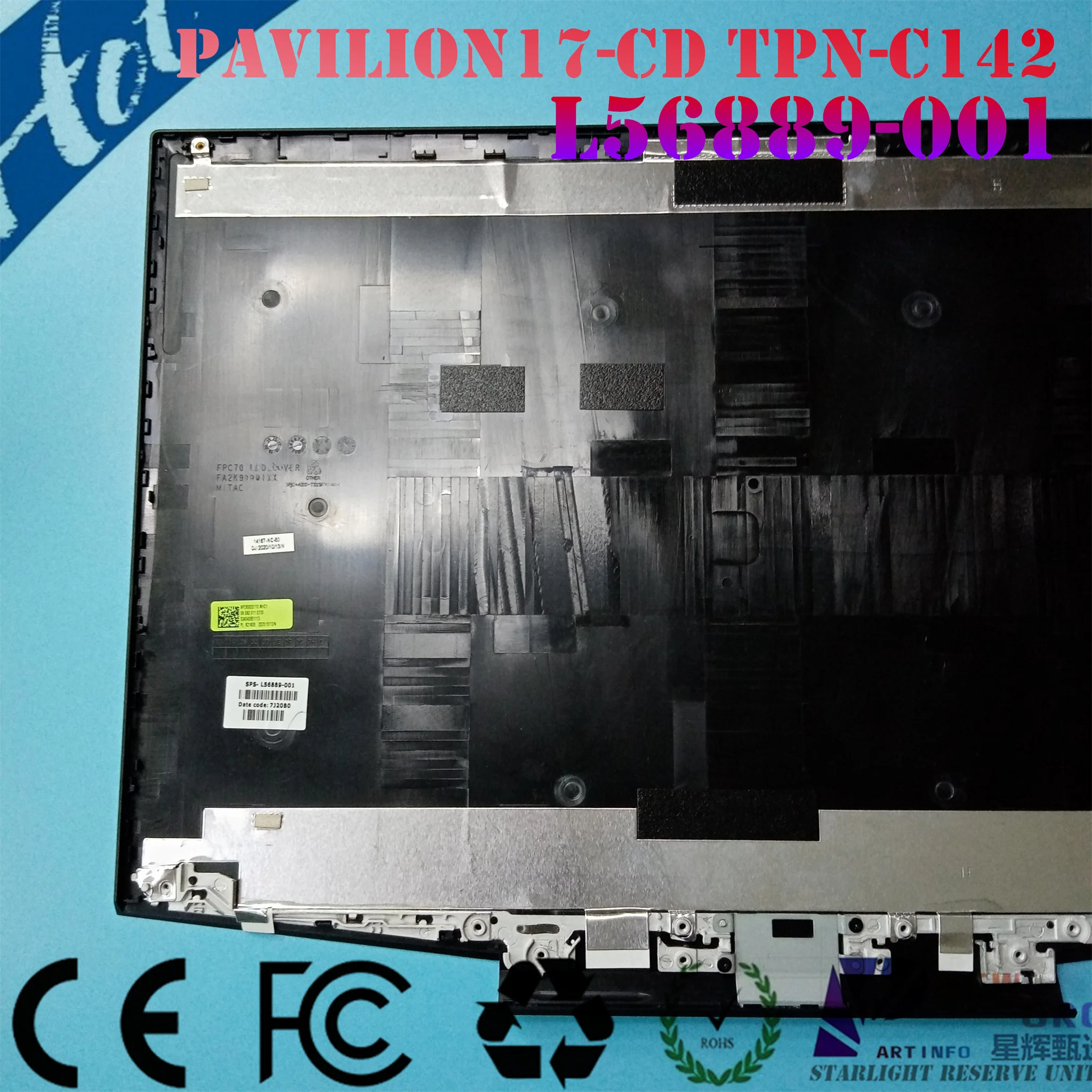 Imagem -03 - Org Laptop Lcd Tampa Traseira Tampa Traseira para hp Pavilion 17-cd Tpn-c142 Series Logotipo Verde L56889001 Novo