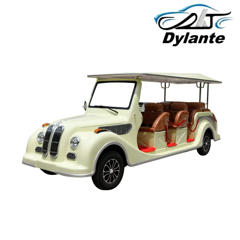 

Электрический антикварный классический автомобиль для путешествий, электрическая тележка для гольфа, клубный автомобиль, 5/8/11/14 мест, классический автомобиль, просторное внутреннее пространство