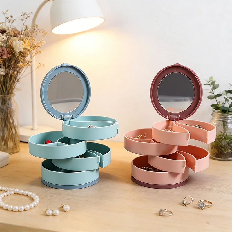 

High-end ring box jewelry box gift packaging, rotating mirror dustproof, necklace bracelet jewelry storage box