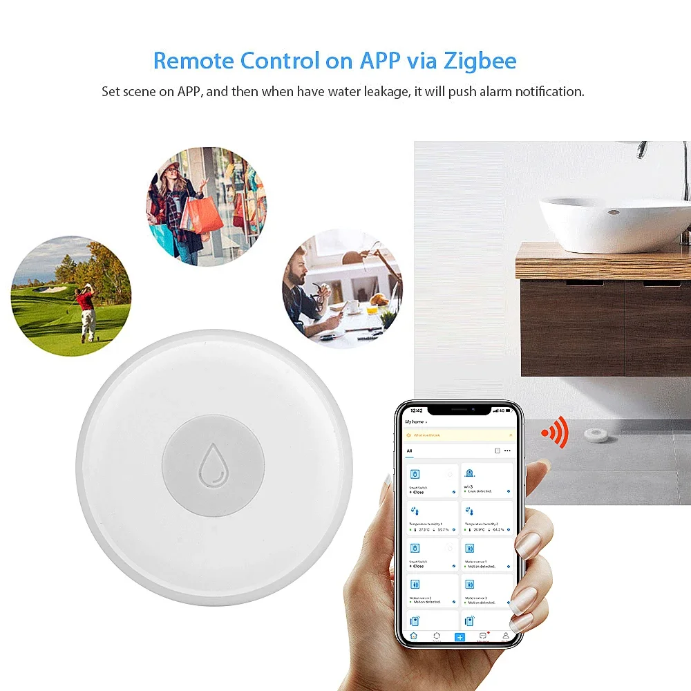 Imagem -03 - Ewelink Home Alarme de Vazamento de Água Sensor de Vazamento de Água Independente Sistema de Alarme de Segurança de Alerta de Inundação Suporte Ziggateway