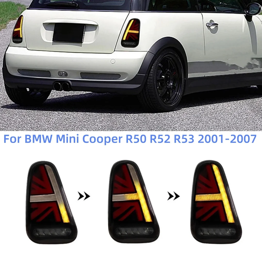 

Pair Brand New Union Jack Style LED Tail Light with Brake Reverse Amber Turn Signal for BMW Mini Cooper R50 R52 R53 2001-2007