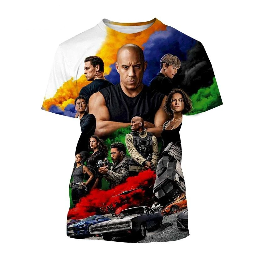 Fast and Furious Men's T-shirt Summer New Short Sleeve 3D Printed T-shirt Casual Street Men's T-shirt Oversized Men's Clothing