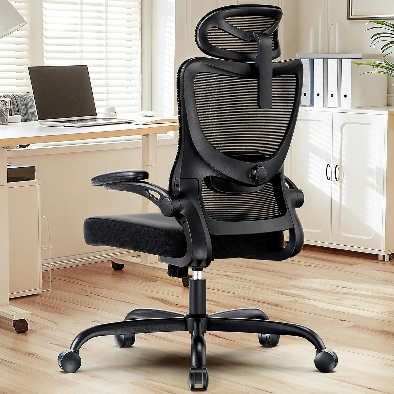 Ergonomic Office Chair, High Back Computer Desk Chair with Adjustable Lumbar Support and Headrest, Comfy Gaming Chair with 3D Armrests, Home Office Rolling Chair, Max Load 300 lbs