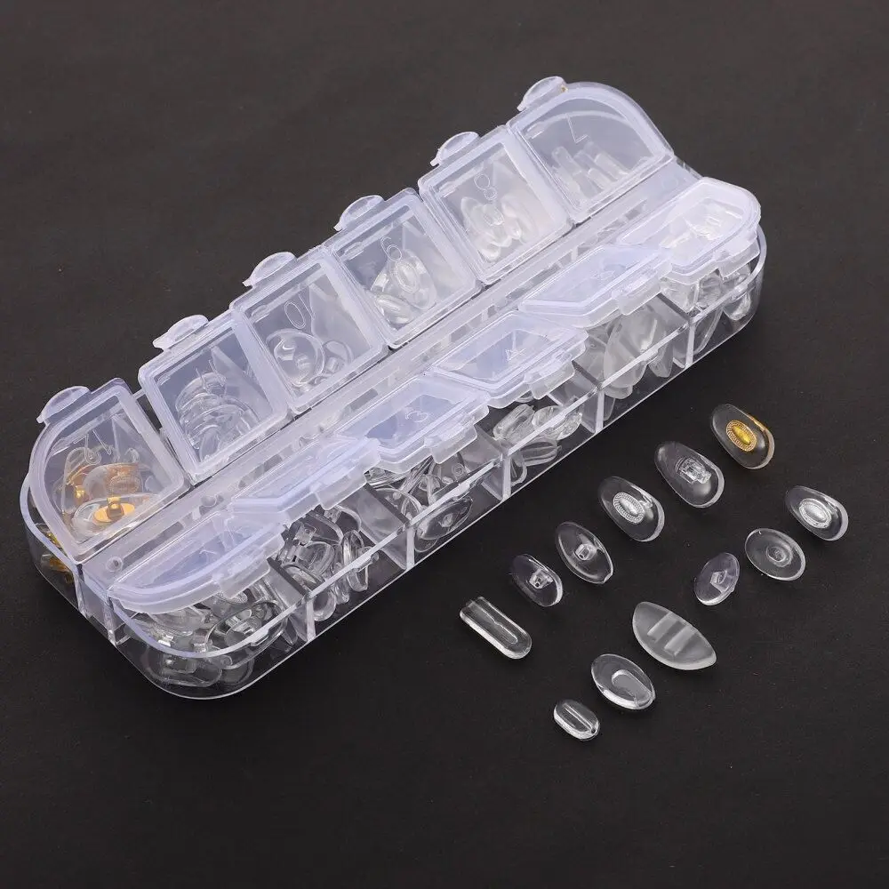 

1Box Eyeglass Nose Pads with Box Case Clear Glasses Sunglass Nose Pads Silicone Anti-Slip Sleeve Nosepiece Set Glasses Accessory