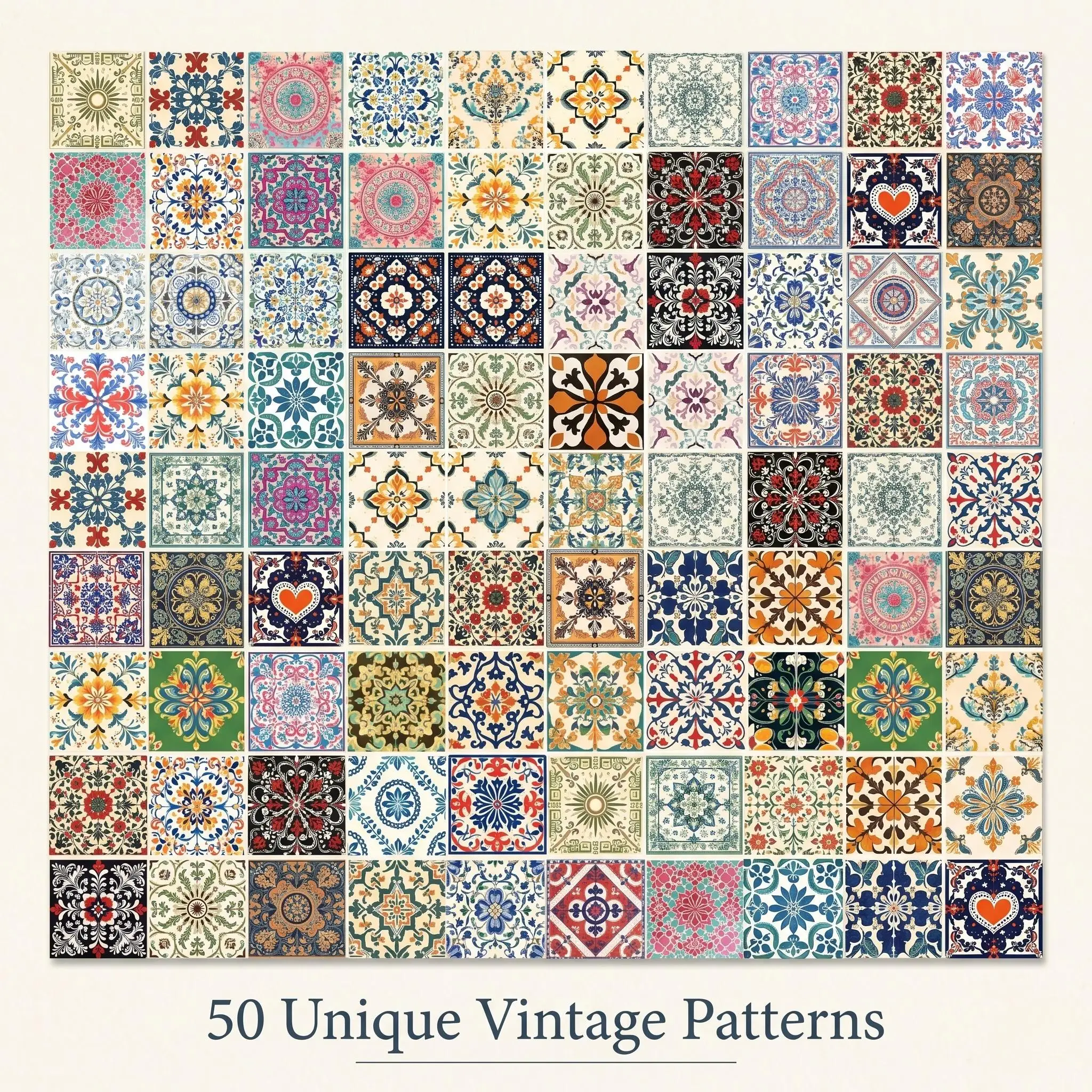 50 Stück Vintage-Fliesenaufkleber, marokkanische Blumen-Vinyl-Aufkleber, wasserfest, DIY, für Kühlschrank, Laptop, Sammelalbum, Gepäck, Küche, Dekoration