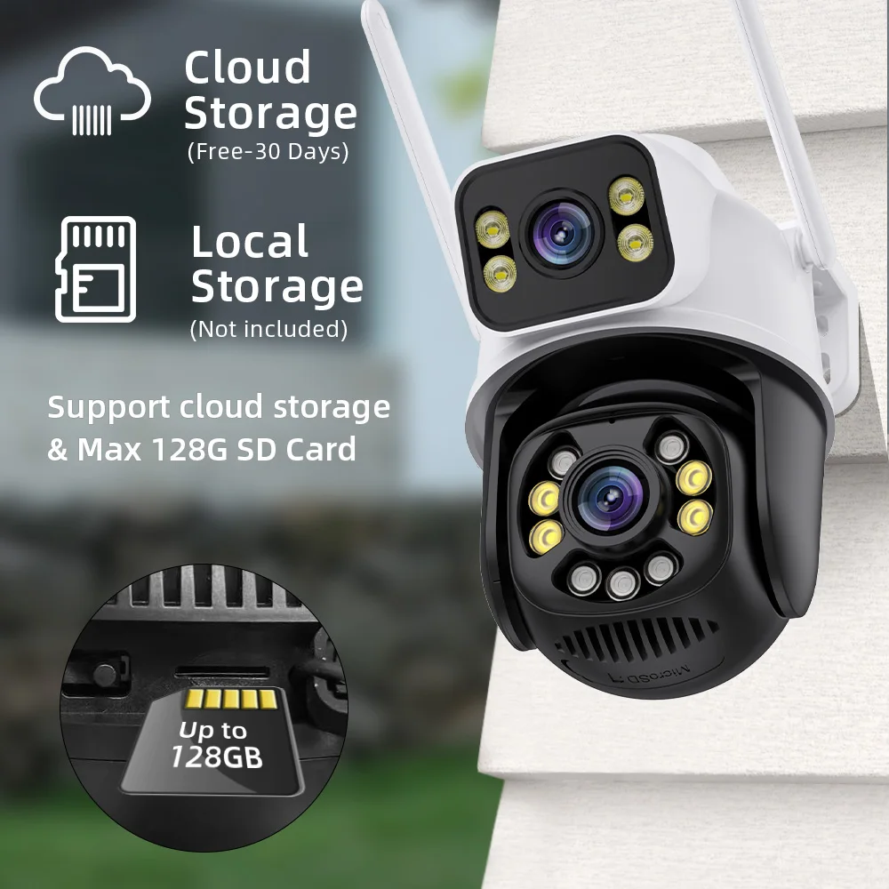 ICSee Wireless Surveillance Camera 4K IP Camera Outdoor Waterproof Wifi Security Camera CCTV Dual Lens Dual Lens Auto Track