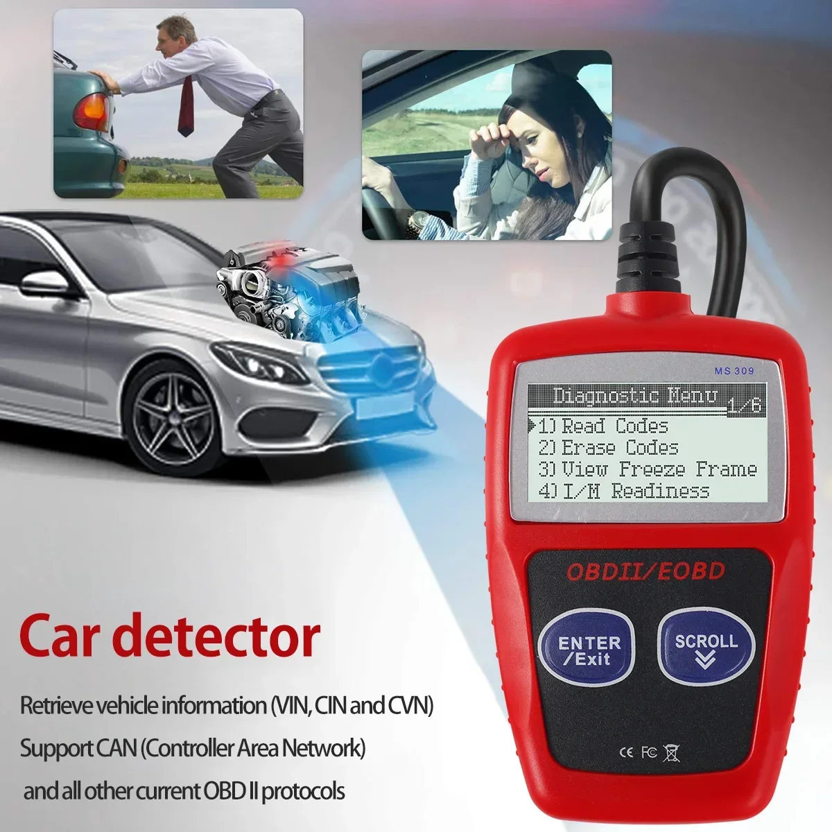 Auto Diagnostic Tool OBD2 Scanner Code Reader Car MS 309 OBD 2 Car Diagnostic Engine Better Than ELM327 Car Fault Code Reader