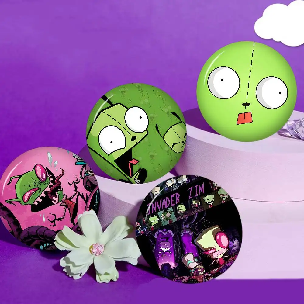 Invader Zim Hippie 58mm Handmade Brooch Cartoon Cosplay Badge on Backpack Jewelry Accessories Gifts