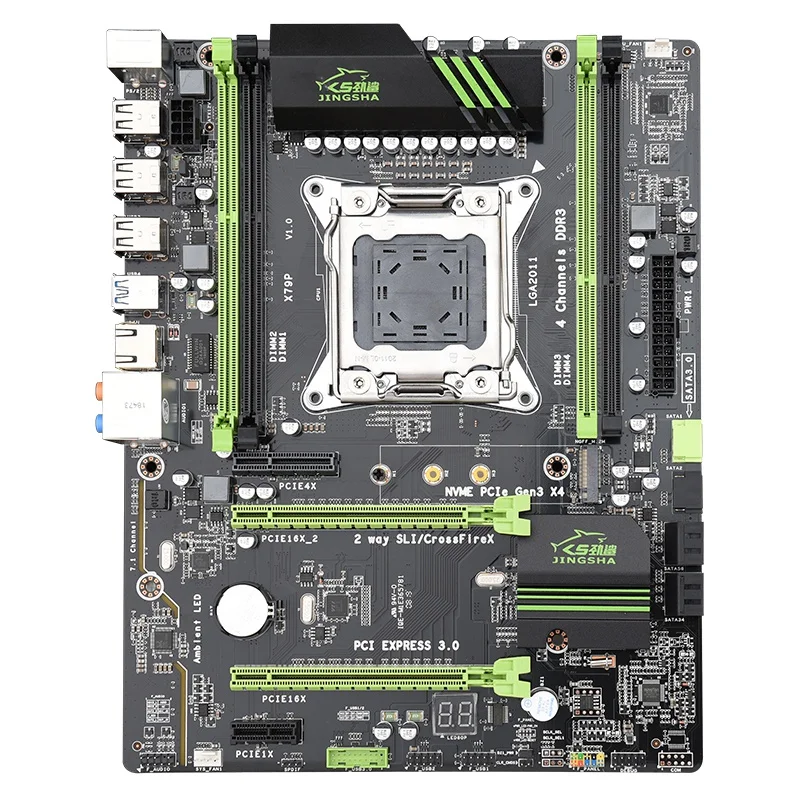 

JINGSHA X79P LGA 2011 Motherboard 4-Channel DDR3 64G REG ECC RAM NVME M.2 USB3.0 SATA3.0 Support Intel Xeon E5 V1 & V2 Core I7 S