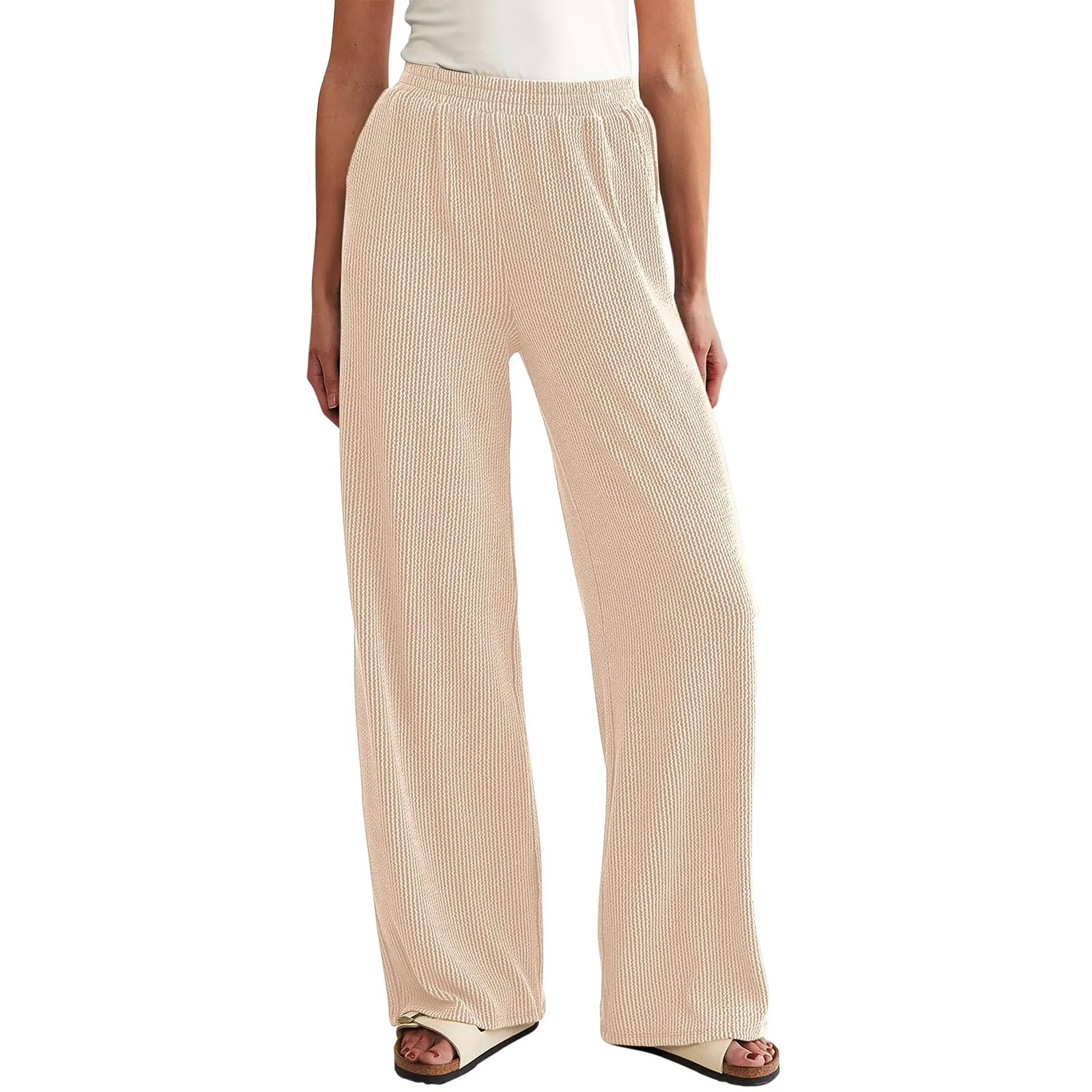

Solid Wide Leg Straight Pants Women Casual Style Loose Office Trousers Vintage Cotton And Hemp Comfortable Mid Waist Long Pants
